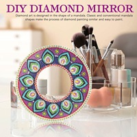 Kit de mosaïque artistique en diamant DIY avec miroir rond et motif mandala imprimé, en acrylique – Décoration intérieure, cadeau unique