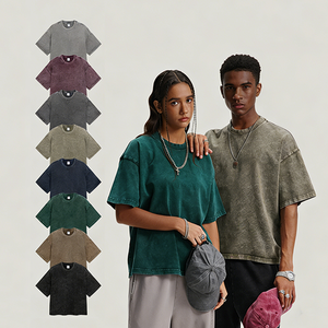 Camiseta de algodón grueso para hombre, estilo vintage, lavada con ácido, con estampado DTG, corte holgado y extragrande, estilo cropped. - Product Image 1