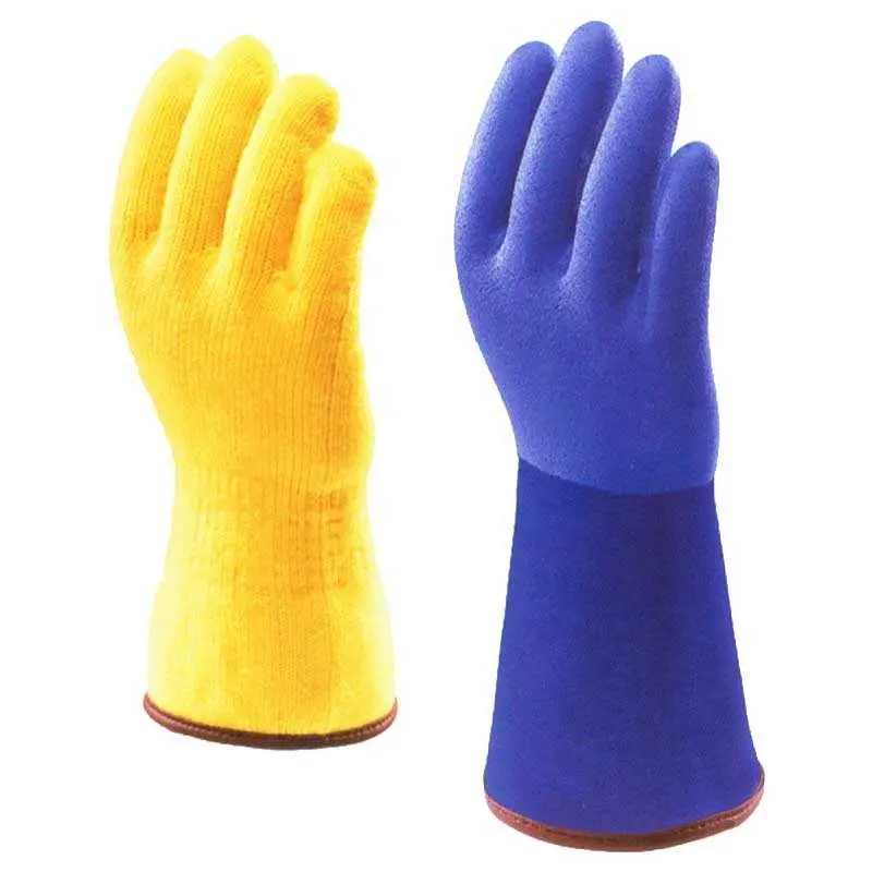 Gants thermiques doublés de cachemire pour champs pétrolifères, gant en PVC, résistant au froid, sable bleu, gants pour les mains, gant en caoutchouc, chaud, pêche
