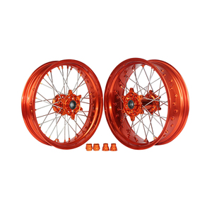 Jeu de roues Supermoto <span class=keywords><strong>17</strong></span> <span class=keywords><strong>pouces</strong></span> en alliage d'aluminium CNC pour jantes de moto compatibles KTM EXC 125/250 SXF - Product Image 6