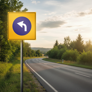 Reflective 90x90 cm <b>Roadway</b> Mandatory Left Turn Sign-<b>Safety</b> Caution Warning Signage - Product Image 3