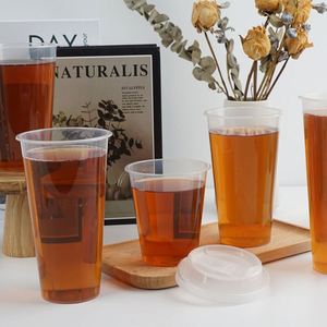 Factory Custom Logo Printing 12oz Disposable PP Clear <b>Plastic</b> <b>Cup</b> Flat-Bottomed Takeaway <b>Cup</b> With Lid - Product Image 3