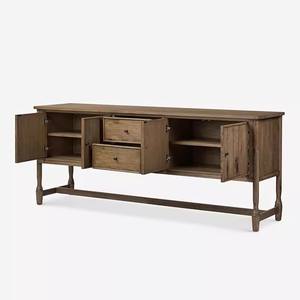 Aparador de Madera Maciza Estilo Americano Rústico Vintage, con Acabado Desgastado, Adornos, Luz Ambiental para Pasillo, Comedor y Sala de Estar - Product Image 3