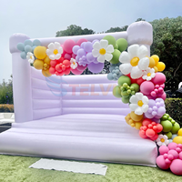 Maison gonflable blanche de rebond de mariage blanc bleu rose de rebond extérieur bon marché sautant le château plein d'entrain pour la partie