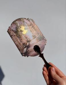 Carte de mariage personnalisée <span class=keywords><strong>double</strong></span> face en forme de nuage floral, style peinture à l'huile vintage, avec poignée en acrylique miroir, pour <span class=keywords><strong>faire</strong></span>-<span class=keywords><strong>part</strong></span> de mariage. - Product Image 4