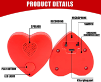 Boîtier vocal enregistrable en forme de cœur avec bouton poussoir, module sonore, technologie de puce vocale OTP, durée 30S pour jouet en peluche DIY