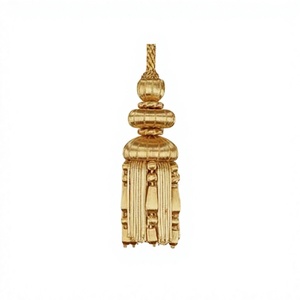DADA Borla de Hilo Metálico Duradera con Adorno de Pedrería Personalizado en Oro Antiguo para Uso en Prendas DIY y Textiles del Hogar - Product Image 2