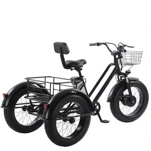 Vélo cargo électrique à 3 roues, tricycle électrique à pneus larges avec panier, 7 vitesses, cadre en acier carbone, livraison, trajets domicile-travail - Product Image 4