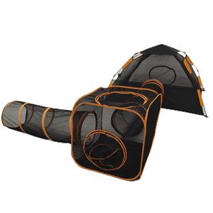 橙色4合1环保简约室内外网眼宠物帐篷方笼隧道可折叠猫狗互动运动玩具 - Product Image 2