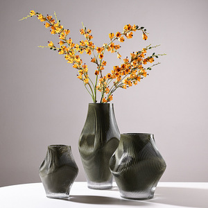 Moderno Florero de Vidrio Verde Oscuro, Exquisito Florero Decorativo de Vidrio Creativo - Product Image 2