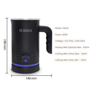 Vente en gros Machine à lait vapeur chauffée à main Machine à mousse de lait 14.5OZ Mousseur à lait électrique automatique pour la famille de la petite bourgeoisie - Product Image 4