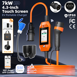 เครื่องชาร์จรถยนต์ไฟฟ้าใหม่ หน้าจอ 4.3 นิ้ว 7 กิโลวัตต์ 1 เฟส แบบที่ 2 พร้อมอัปเกรดเฟิร์มแวร์ OTA อะแดปเตอร์สถานีชาร์จรถยนต์ไฟฟ้า - Product Image 1