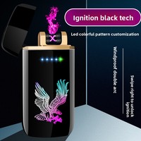 Briquet à double arc plasma DEBANG, briquet USB pour cigarettes, allumage par glissement, affichage de la puissance, rechargeable, briquet personnalisé, électrique, portable