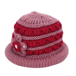 Chunky Wool Floral Knit <b>Hat</b> For Women <b>Warm</b> Fleece Lined Winter Bonnet 56-58Cm Acrylic Blend <b>Hat</b> - Product Image 5