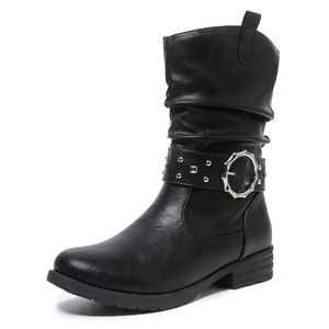 Stivali da <span class=keywords><strong>Cowboy</strong></span> Occidentali di Grande Taglia Stile Europeo e Americano, Nuova Moda con Catena e Borchie, Tacco Spesso, Stivali da Cavaliere per Donne - Product Image 1