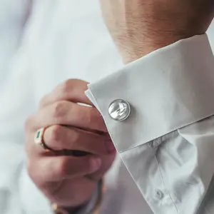 Double-Ended Pearl White Shell French Cufflinks Enamel Shell Chain Cufflinks Men's and Women's Shirt Cuff Links