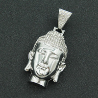Collar con Colgante de Cabeza de Buda 3D con Incrustaciones de Circonitas, Chapado en Oro de 18K, Cadena Cubana, Joyería Masculina de Moda Bling Hip Hop para Fiesta o Regalo