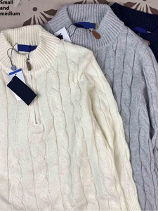 RL Ralph <span class=keywords><strong>Pull</strong></span> demi-zip <span class=keywords><strong>homme</strong></span> automne-hiver avec broderie logo poney, <span class=keywords><strong>pull</strong></span> <span class=keywords><strong>col</strong></span> <span class=keywords><strong>torsadé</strong></span> tricoté femme, modèle couple - Product Image 3