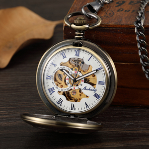 Reloj de Bolsillo Mecánico con Diseño de Tren, Reloj de Bronce para Hombre, Reloj de Cuerda Manual con Números Romanos Grabados, Relojes de Bolsillo con Caja de Regalo - Product Image 2