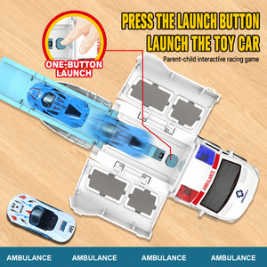 Circuit <span class=keywords><strong>de</strong></span> <span class=keywords><strong>Voiture</strong></span> Ambulance Transformable 2-en-1 avec Mini-Voitures, Lanceur à Friction, Version Lumineuse et Sonore - Product Image 4