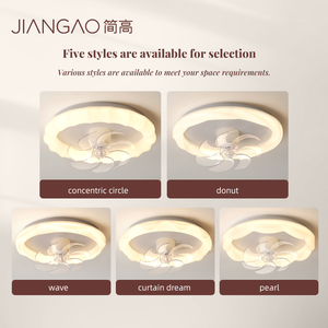 JianGao de Alta Calidad, 55*19cm, LED 360 °   Ventilador de Techo Decorativo Inteligente de 7 Aspas para Comedor, con Luces y Control Remoto, Moderno - Product Image 2