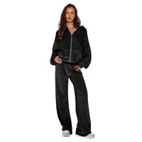 Survêtement Deux Pièces en Velours Africain Grande Taille pour Femme avec Logo Personnalisé, Comprenant Veste à Capuche et Pantalon de Jogging Assortis