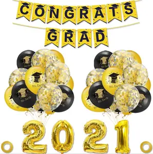 Gouden Confetti Graduatie Ballonnen Gefeliciteerd Decoratie Werveling Hangende Ornamenten Klasse Van 2024 Gefeliciteerd Banner Set