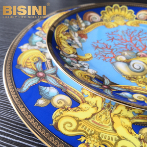 Juego de vajilla China de porcelana de estilo italiano, vajilla occidental de porcelana azul océano, juego de café - Product Image 6
