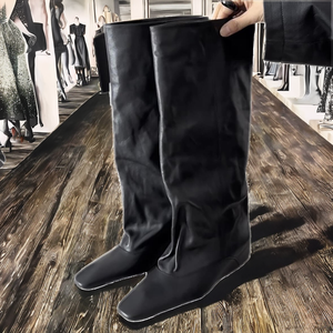 White Black Women's Over-the-Knee High Heel Thigh High Boots Zip Closure Winter <b>Shoes</b> Long Tall Fashion <b>Height</b> <b>Increasing</b> - Product Image 2