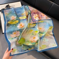 Haut de gamme double face pour femmes petit carré en soie comme une écharpe Art Academy Style écharpe de cou bicolore pour sac à cravate d'automne