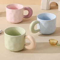 Mug en céramique color-block, doux et frais, mignon, grande capacité, style Instagram, pour étudiants, couples, meilleurs amis, passe au lave-vaisselle, chaud/froid