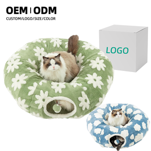Özel katlanabilir kedi köpek matkap delik tünel oyuncak kare kedi Donut oyun tünel kadife pazen <span class=keywords><strong>Pet</strong></span> katı desen OEM - Product Image 1
