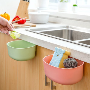 Cubo de basura colgante para cocina, ovalado, verde, para interiores, con cierre para puerta de armario, cesta de almacenamiento - Product Image 3