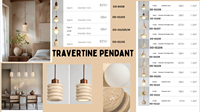 Lampe suspendue en travertin, pierre et bois, style Wabi Sabi, pour salon, villa, intérieur