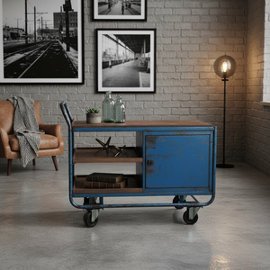 Artesanías de Metal de madera maciza Industrial de la vieja escuela para la decoración del hogar Gabinetes de sala de estar de madera maciza Armarios para baño Bodega de vino - Product Image 3
