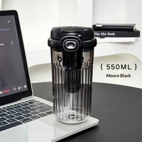 Nouvelles bouteilles d'eau en plastique portables avec paille intégrée, tasse à café et à eau de 550 ml avec filtre
