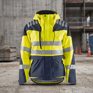 Veste de sécurité haute visibilité personnalisée, classe 3 ANSI, imperméable, avec construction hautement réfléchissante, vêtements de travail avec capuche - Product Image 2