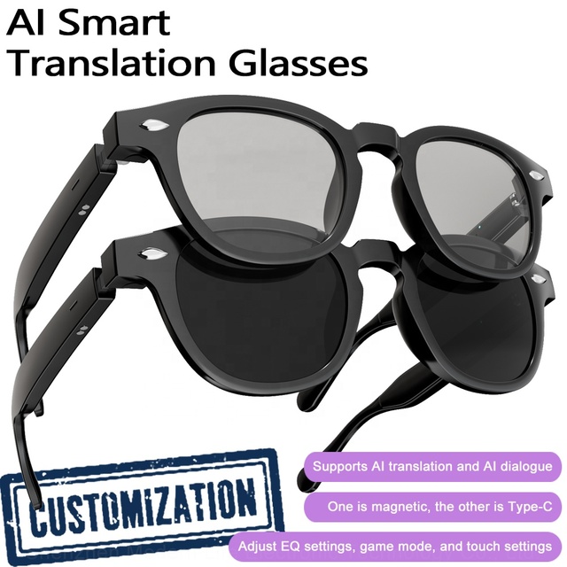 H06 AI Smart Translation Glasses: Magnetic and Type-C Dual Charging Method, Built-In Speaker and Simultaneous Interpretation