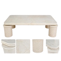 Table basse en marbre naturel, design colonne romaine, table centrale de luxe pour salon, mobilier architectural moderne, États-Unis