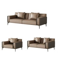 Ensemble de canapés en cuir minimaliste de luxe, 3 places + causeuse + fauteuil, canapé modulaire pour bureau à domicile, hôtel, salon contemporain