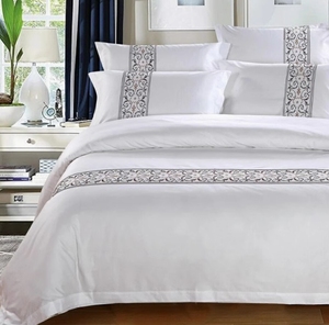 Maßgeschneidertes Neuestes Design Bestseller Bettwäsche-Set aus Baumwolle mit Handstickerei, Kingsize-Bettlaken und Europa-Kissenbezug - Product Image 2