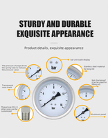 High Quality 1.6% 100mm Vacuum Pressure Meter Anti Rust Factory Stainless Steel Pressure Gauges
