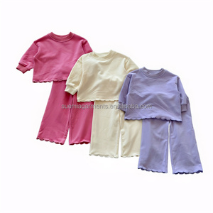 Ensemble de vêtements en molleton français à bord festonné 100% coton pour maman et moi, ensemble de vêtements pour tout-petits, enfants, sweat-shirt, pantalon, tenue pour filles, enfants - Product Image 1
