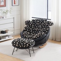 Ensemble de fauteuils à bascule confortables. Fauteuil de détente moderne avec repose-pieds, idéal pour les salons domestiques.