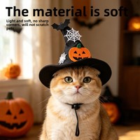 Gorro de Halloween de nuevo estilo transfronterizo para mascotas, gorro de brujo de calabaza para gatos y perros, disfraz de fiesta, tejido a mano, para todas las estaciones, venta al por mayor de artículos para mascotas