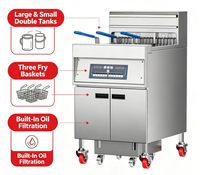 Friteuse électrique commerciale avec filtre à huile, friteuse commerciale à 3 bacs pour la friture de poulet et de saucisses