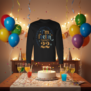 Camiseta de manga larga para celebración de cumpleaños, unisex, para adultos, con cuello redondo, regalo para hito importante. - Product Image 3