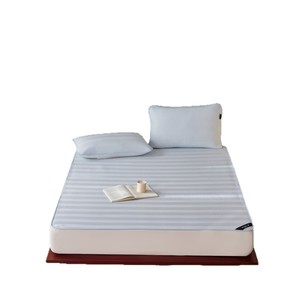 Aphhouse Cooling Ice <b>Silk</b> Mat Set 1.5m 1.8m Bed Fitted <b>Sheet</b> With Pillowcases Light Blue Weave Cool Feeling Summer Use - Product Image 5