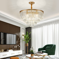 Lustre led doré en cristal k9 rond au design moderne, produit de luxe, luminaire décoratif d'intérieur, idéal pour un hôtel