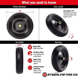 HTK1013 Carro de jardín al por mayor carro Carro de 13 <span class=keywords><strong>pulgadas</strong></span> Anti-pinchazo y Anti-UV rueda de espuma Pu libre plana - Product Image 4